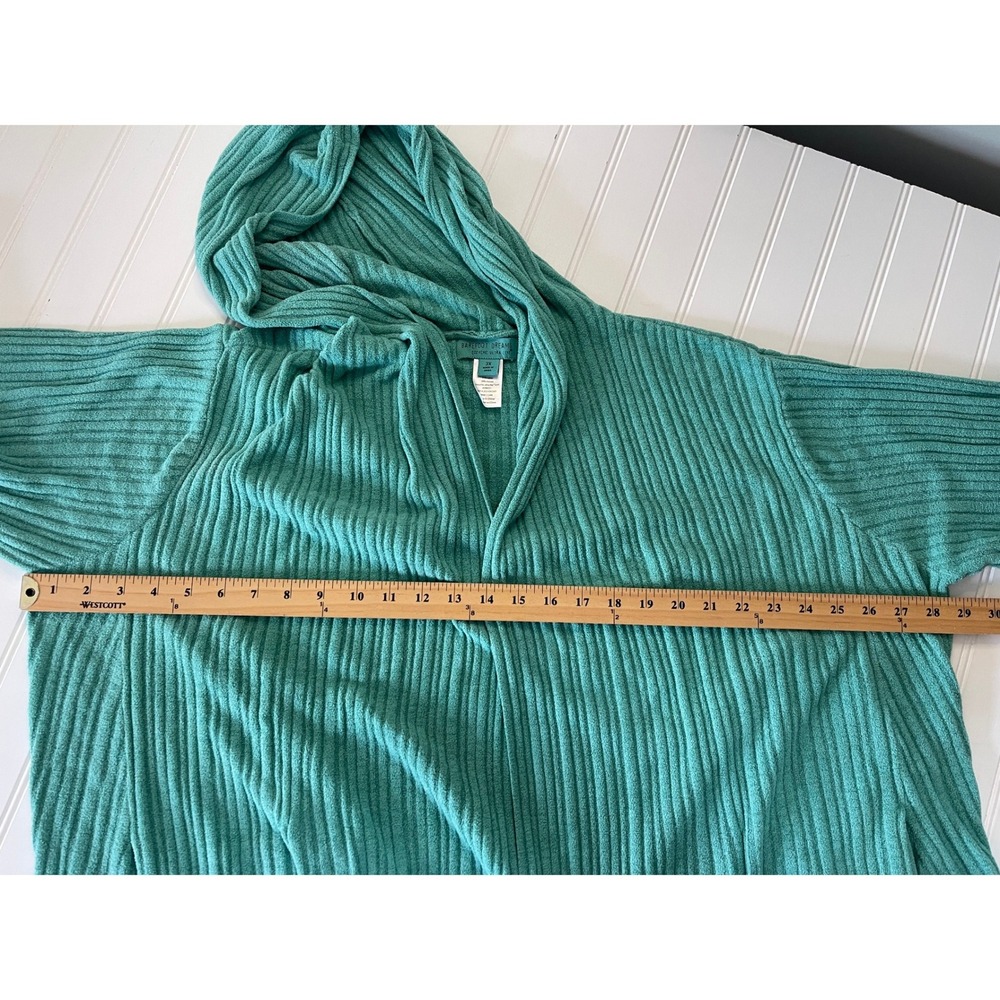 Barefoot Dreams CozyChic Ultra Lite Ribbed Hooded Cardigan Green 3X READ - Picture 6 of 8